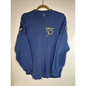 Walt Disney World 50th Anniversary Spirit Jersey Shirt Blue Gold Mickey Xsmall